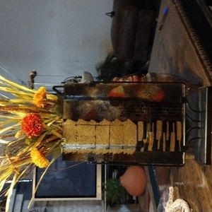 Glass vase w/metal stand.  The vase is 10"x 15"